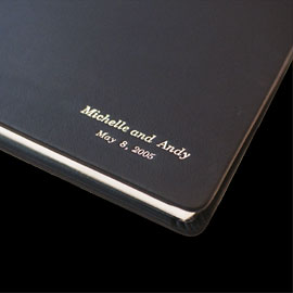 wedding album cover with silver stamp