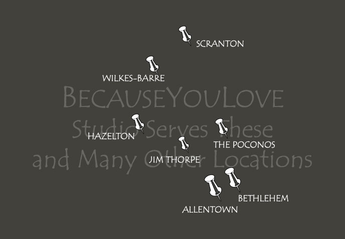 Map location of Because You Love wedding photography in Pennsylvania