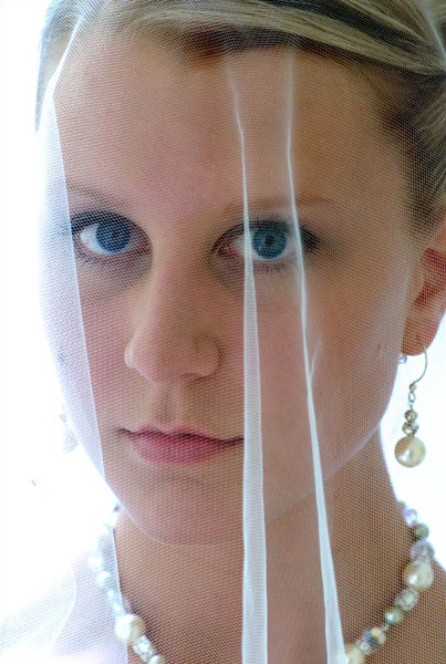 A close up of the bride.