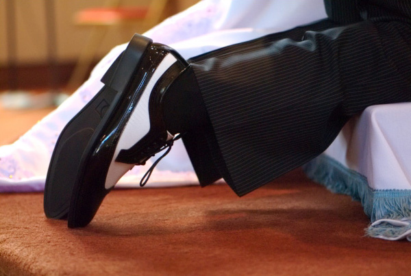 The groom's shoes.
