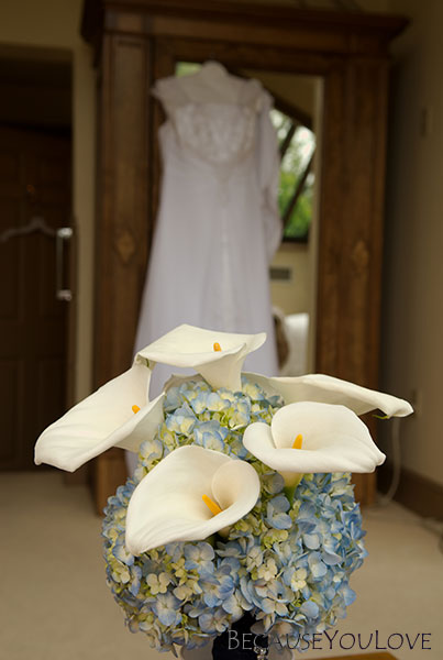 Wedding dress and flowers