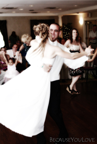 Bride and groom dance into the night