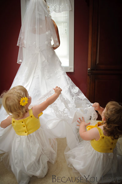 bride and two flower girls