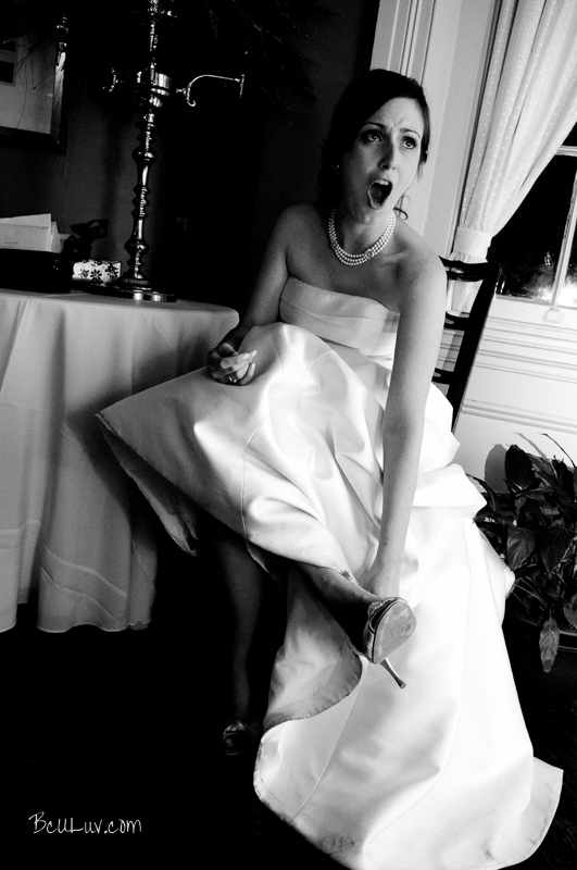 A tired bride after a long day